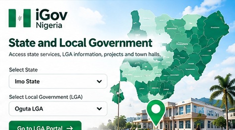 State and Local Government: a map of Nigeria with state and LGA selectors.